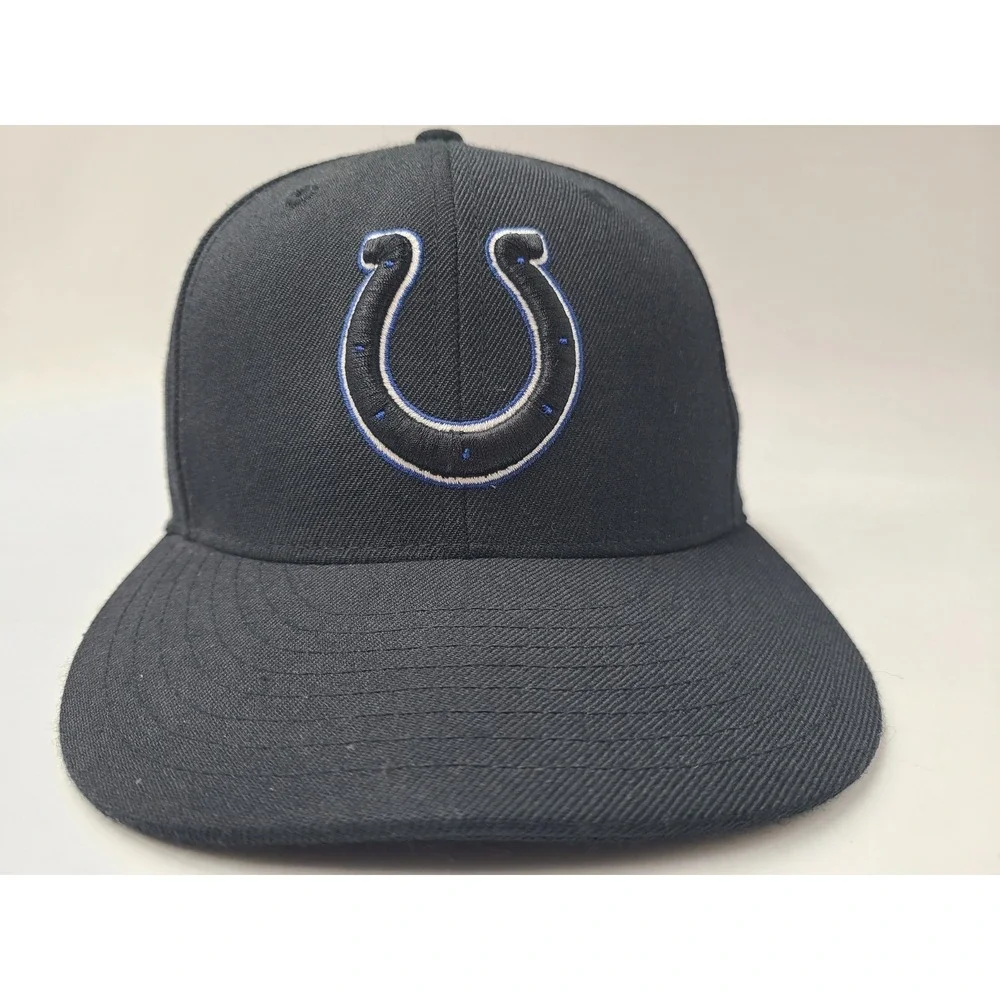 Indianapolis Colts Reebok Fitted 7 1/2 Hat Cap Wool Men Women NFL Football Black